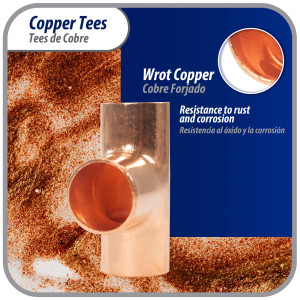 Appli Parts AP-T058B10 5/8in Wrot Copper Tee CxCxC connections for refrigeration, air conditioning and plumbing applications ACR and Type L copper pipe (10 x Bag) 