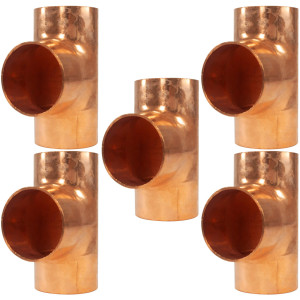 Appli Parts AP-T158B5 1-5/8 pulg Tee de Cobre Conexiones CxCxC soldadas para aplicaciones de refrigeracion, aire acondicionado y plomeria Tuberia de Cobre ACR y Tipo L (5 x Bolsa)