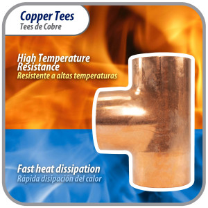 Appli Parts AP-T158B5 1-5/8in Wrot Copper Tee CxCxC connections for refrigeration, air conditioning and plumbing applications ACR and Type L copper pipe (5 x Bag) 