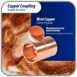 Appli Parts AP-A012 1/2 pulg Anillo de Cobre Accesorio de tuberia de cobre CxC Conexiones soldadas para aplicaciones de refrigeracion, aire acondicionado y plomeria Tuberia de cobre ACR y tipo L