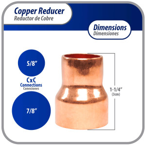 Appli Parts AP-R078058 7/8x5/8 in Reducing Bushing Copper pipe fittings C x C Sweat connections for refrigeration, air conditioning and plumbing applications ACR and Type L copper pipe