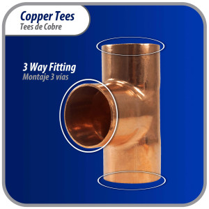 Appli Parts AP-T138B5 1-3/8 pulg Tee de Cobre Conexiones CxCxC soldadas para aplicaciones de refrigeracion, aire acondicionado y plomeria Tuberia de Cobre ACR y Tipo L (5 x Bolsa)