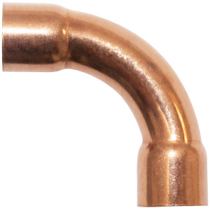 NDL 90 Degree Elbow Long turn 3/8in Copper pipe fittings CxC Sweat connections for refrigeration, air conditioning and plumbing applications ACR N-2716 