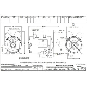 US Motors D3CPM1T 3 HP 3600 rpm, 208-230 V, 60 Hz, 1 Ph, 1 eje, ODP, 1 Velocidad, Rotacion Reversible, Marco 56, T063CPD2241012B