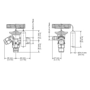 Danfoss 068Z3403 Cuerpo de Valvula de Expansion TE 2 para R404, R507A Ecualizacion Externa 3/8 x 1/2 x 1/4 Flare, Capacidad desde 1/6 hasta 4-1/2 tons, capacidad determinada por Orificio de venta separada, 068Z3555