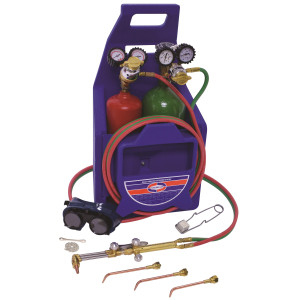 Uniweld KL71-4P-T Juego Soldadura Profesional Patriot Manilla y Puntas de Soldar, Accesorio y Punta de Corte, Regulador Oxigeno, Acetileno, Mangueras, Gafas, Encendedor, Llave, Porta Tanque, Tanques