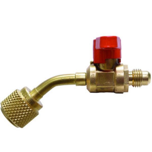Uniweld UBV14 Ball Valve Hose Adaptor 1/4 in Male Flare and 1/4 in Female Flare Swivel nut with 45 degree bend