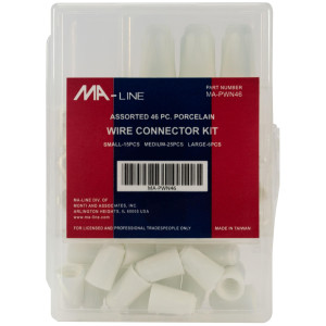 MA-Line MA-PWN46 Conectores para Cable de Porcelana. Kit de 46 Conectores. Incluye 15 Pequenos, 25 Medianos, 6 Grandes