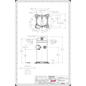 Danfoss HRH051U2LP6 4.3 tons 51.000 btu/h R410A Compresor Scroll para Aire Acondicionado 208-230/3/60 (V/Ph/Hz) Descarga 1/2 pulg, Succion 7/8pulg, ODF, Aceite PVE 121L1466, 121L1463