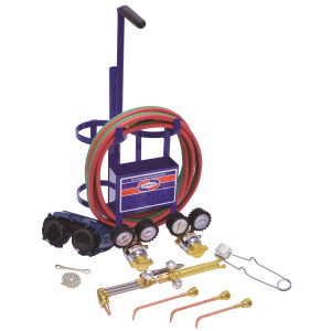 Uniweld KL71-4C Juego Soldadura Profesional Patriot Manilla y Puntas de Soldar, Accesorio y Punta de Corte, Regulador Oxigeno y Acetileno, Mangueras, Gafas, Encendedor, Llave Tanque, Porta Tanque