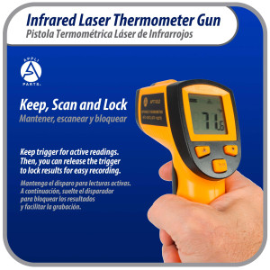 Appli Parts APTT-DLD Termometro Pistola Laser Infrarrojo -50 C a 550 C para aplicaciones de Refrigeracion y Calefaccion