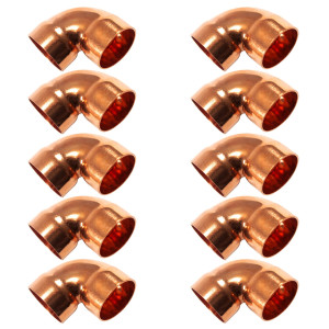 Appli Parts AP-C078B10 7/8 Codo de 90 Radio Corto Accesorios de Cobre Soldables CxC para conexiones en sistemas de Refrigeracion, Aire Acondicionado y Plomeria con tuberia ACR y L (10 x Bolsa)
