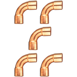 Appli Parts AP-C218LB5 2-1/8 Codo de 90 Radio Largo Accesorios de Cobre Soldables CxC para conexiones en sistemas de Refrigeracion, Aire Acondicionado y Plomeria con tuberia ACR y L (5 x Bolsa)