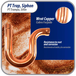 Appli Parts AP-PT158 Sifon de Cobre de 1-5/8 pulg Trampa de Aceite CxC Conexiones soldadas para aplicaciones de refrigeracion, aire acondicionado y plomeria Tuberia de Cobre ACR y tipo L