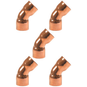 Appli Parts AP-C15845B5 1-5/8 Codo de 45 Radio Corto Accesorios de Cobre Soldables CxC para conexiones en sistemas de Refrigeracion, Aire Acondicionado y Plomeria con tuberia ACR y L (5 x Bolsa)