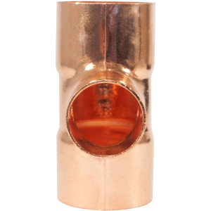 NDL N-4086 Reducing Tee 1-5/8 in x 1-5/8 in x 1-1/8 in CxCxC Copper pipe fittings Sweat connections for refrigeration, air conditioning and plumbing applications ACR
