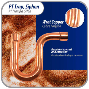 Appli Parts AP-PT058 5/8 in Wrot Copper Suction P-Trap ODF CxC connections for refrigeration, air conditioning and plumbing applications ACR and Type L copper pipe