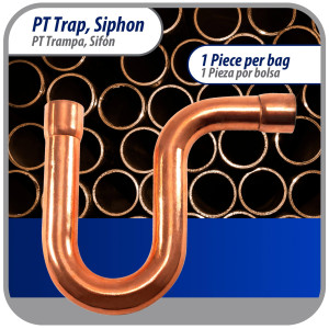 Appli Parts AP-PT058 5/8 in Wrot Copper Suction P-Trap ODF CxC connections for refrigeration, air conditioning and plumbing applications ACR and Type L copper pipe
