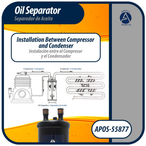 Appli Parts APOS-55877 7/8 in ODF Oil Separator, compatible with CFC,HCFC,HFC,R22,R407C,R502,R134a,R404A,R507, Working temperature 14 F to 266 F