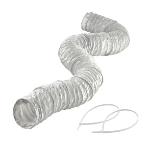 Lambro 1307 Flexible White Vinyl Duct With Clamps 4 inch X 5 ft  Lambro 1307 Flexible White Vinyl Duct With Clamps 4 inch X 5 ft