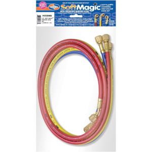 Uniweld HC6SMB 72 pulg, Mangueras para Manometros, Roja, Amarilla y Azul, 1/4 pulg Conexion, para uso en Refrigeracion y Aire Acondicionado, CFC,HCFC,HFC, Soft Magic Barrier