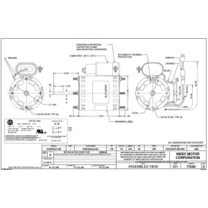 US Motors 1/20 hp 1550 rpm, 4 polos, 1 eje, OAO Cerramiento, 3.3 diametro, Cwse Reversible 115v, 60 hz, 1 ph, 3 mfd/370 VAC Capacitor Marcha 9662 K033WLB1409014B, Sirve D1124